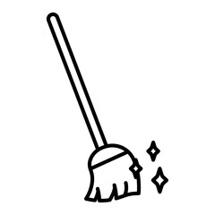 Sweeping icon linear logo isolated