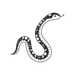 Celestial Snake Hand drawn Doodle style. Sacred animal with moon and crescent ornament. Sketch vector illustration for mystic esoteric topics, tattoo