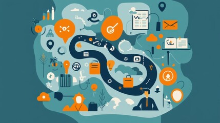 Obraz premium Journey of 'Apprenticeship' concept with winding path leading from