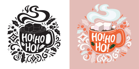 Funny winter lettering - hand drawn doodle set. 100% vector image - lettering for t-shirt design, mug print, clothes print.