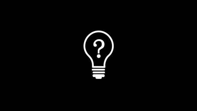 Animation of a bulb with a question mark.thinking idea icon concept