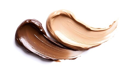 Two Swirls of Liquid Foundation on a White Background