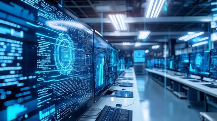 Data Center Server Room Cybersecurity Network Technology Computing Digital IT Infra