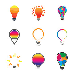 Logo glowing color light bulb