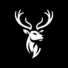 Obraz premium deer vector logo silhouette design template on black background