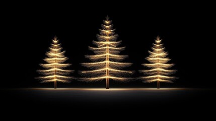 Obraz premium Illuminated Christmas Trees Against a Dark Background for Festive Spirit