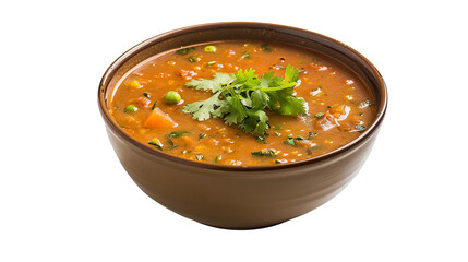 Sambar on bowl isolated on transparent background, PNG