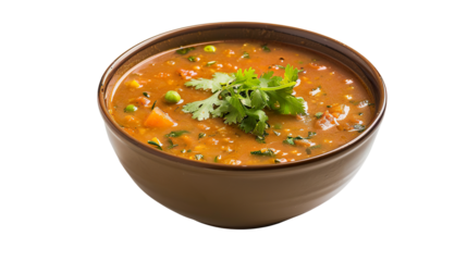 Sambar on bowl isolated on transparent background, PNG