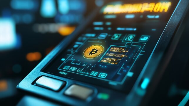 Bitcoin Digital Payment Terminal - Futuristic Tech Interface