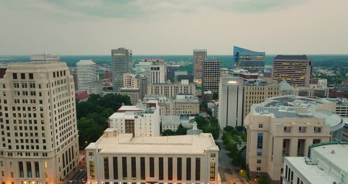 Office buildings in downtown district of Richmond Virginia, USA. American megapolis with business financial district