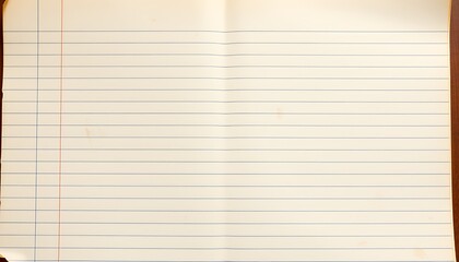 Naklejka premium A vintage, worn, and weathered lined notebook page, with yellowed paper, faded ink lines, and a few scattered coffee stains, set against a warm, soft, and calming background.