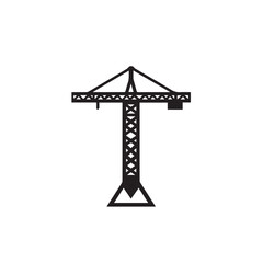 Tower crane In cartoon, hand-drawn flat style. image for social media, websites and UI. Isolated 2D vector design in logo, icon, sketch style, simple line vector, single color. AI Generative Art.