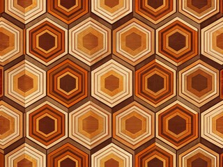 Retro Striped Hexagons  Pattern - 50s 60s 70s Inspired Abstract Background for Textile Print, Wallpaper, and Graphic Design Projects