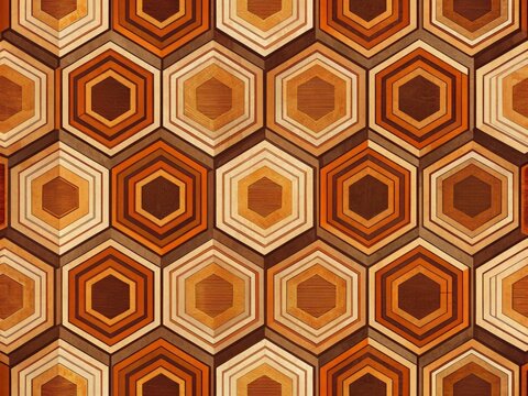 Fototapeta Retro Striped Hexagons  Pattern - 50s 60s 70s Inspired Abstract Background for Textile Print, Wallpaper, and Graphic Design Projects