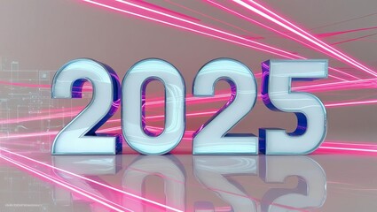 Digital countdown to 2025 futuristic setting graphic design neon light environment aesthetic viewpoint abstract tech concept for visual impact