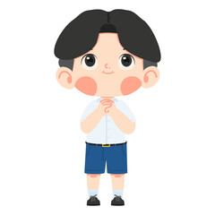 Obraz premium Little boy praying hope cartoon