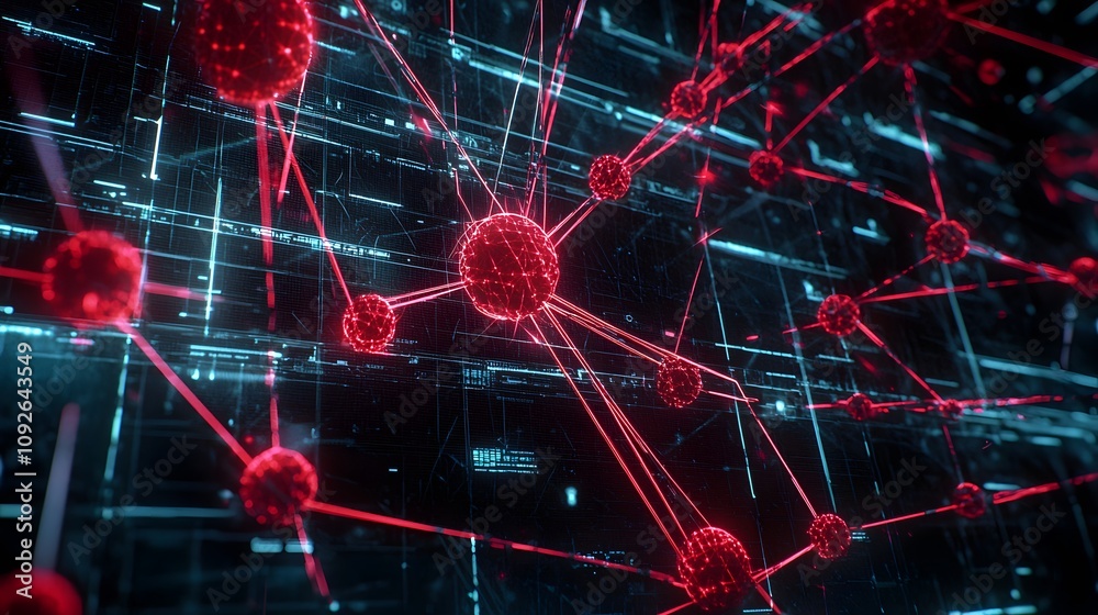 Aufkleber Exploring neural networks in technology digital space data visualization futuristic perspective ai development