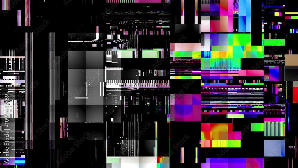 Fototapete unique design abstract digital pixel noise glitch error video damage. seamless loop video