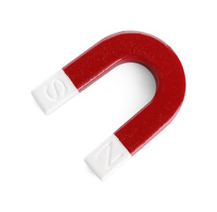 One metal horseshoe magnet isolated on white, top view