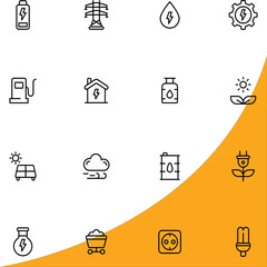 Renewable Energy icons on white background