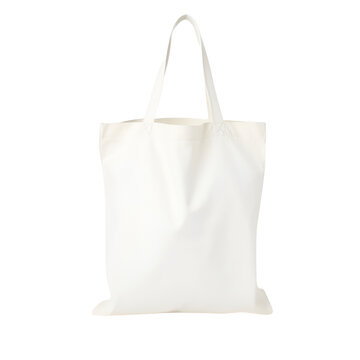 A white canvas bag with a white handle on trasparent background (mockup)