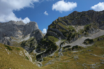 Landscape of Durmitor Mountains with Bobotov Kuk - the highest point in Montenegro