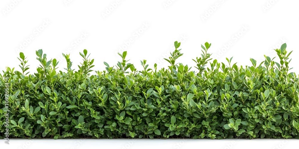 Wall mural Lush Green Bush With White Background