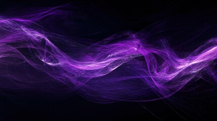 Neon purple waves on a dark background, futuristic digital art, glowing light trails, high contrast, dynamic movement.