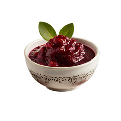 bowl of tamarind paste with fresh tamarind pods, isolated on transparent background