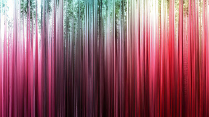 stylized abstract forest art with colorful vertical lines and dreamy tones