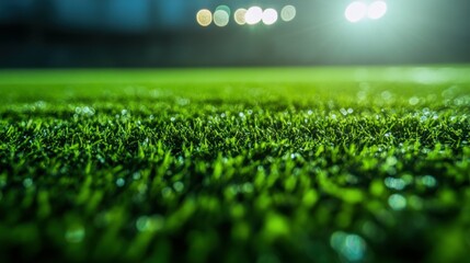 Naklejka premium deep green football turf texture, seamless surface, minimalistic sports feel, soft lighting, outdoor atmosphere, fresh and vibrant look