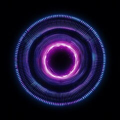 Colorful Abstract Circular Pattern with Dynamic Light Rays and Radiant Energy Flowing in a Dark Background for Tech and Creative Designs