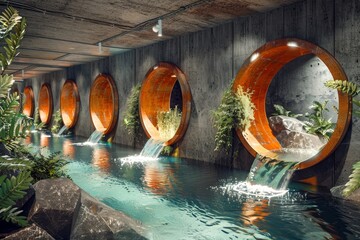 Underground stormwater vaults with modular tanks, showcasing efficient storage solutions for urban drainage