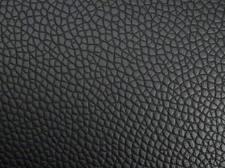 Close-up of black textured leather surface with visible grains and wrinkles, black