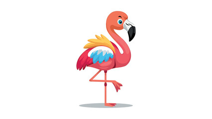 Colorful Flamingo Illustration Standing Gracefully On One Leg 