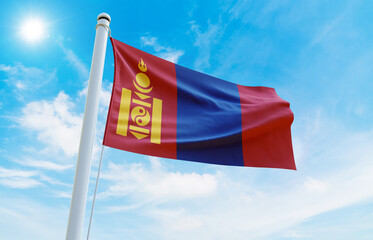 Mongolia Flag Photo, High-Quality Image of Mongolia Flag. Waving Mongolia Flag