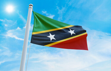 Saint Kitts and Nevis Flag Photo, High-Quality Image of Saint Kitts and Nevis Flag. Waving Saint...