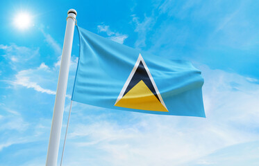 Saint Lucia Flag Photo, High-Quality Image of Saint Lucia Flag. Waving Saint Lucia Flag