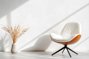 Modern chair on white texture