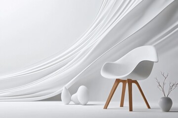 Modern chair on white texture