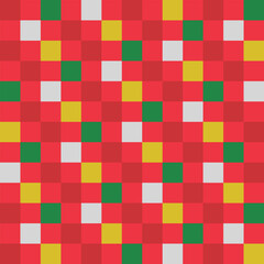 Seamless pattern of colorful squares in a check and plaid style. Abstract geometric elements make it perfect for modern and luxury designs, textiles, and wallpapers. High quality vector illustration