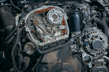 Replacing the timing chain in car
