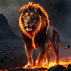 El majestuoso león de fuego que domina el horizonte
