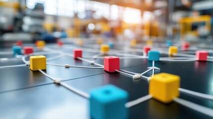 Logistics planning board with colorful sticky notes office environment high-resolution viewpoint visualizing workflow