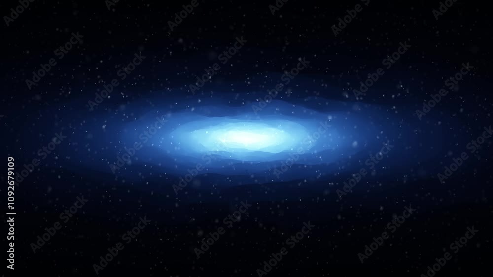 Canvas Prints loop travel through dark blue foggy tunnel with flying particles.