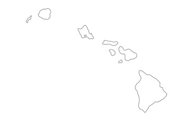 Hawaiian island map plain white color