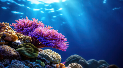 Obraz premium Immersive coral reef ecosystem with vibrant colors and textures