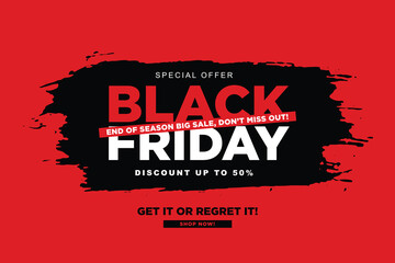 Obraz premium Creative Black Friday sale social media post template. Black Friday banner. Black Friday sale. Red Background