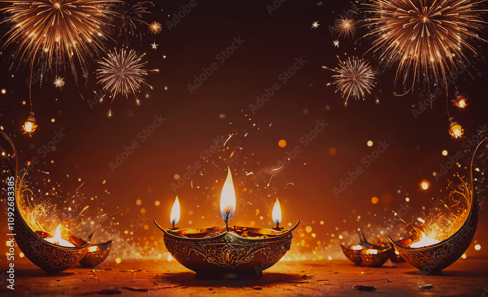Poster table with a bunch of candles in gold bowls. the candles are lit and there are fireworks in the back