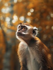 Portrait of Vervet Monkey, Green Monkey, in a tropical jungle setting